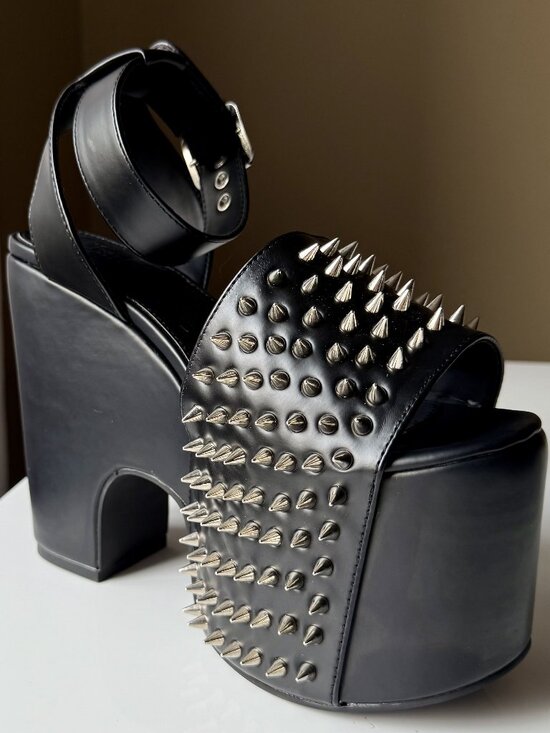 Charla Tedrick Shoes - Charla Tedrick - Spiked Black Platforms
